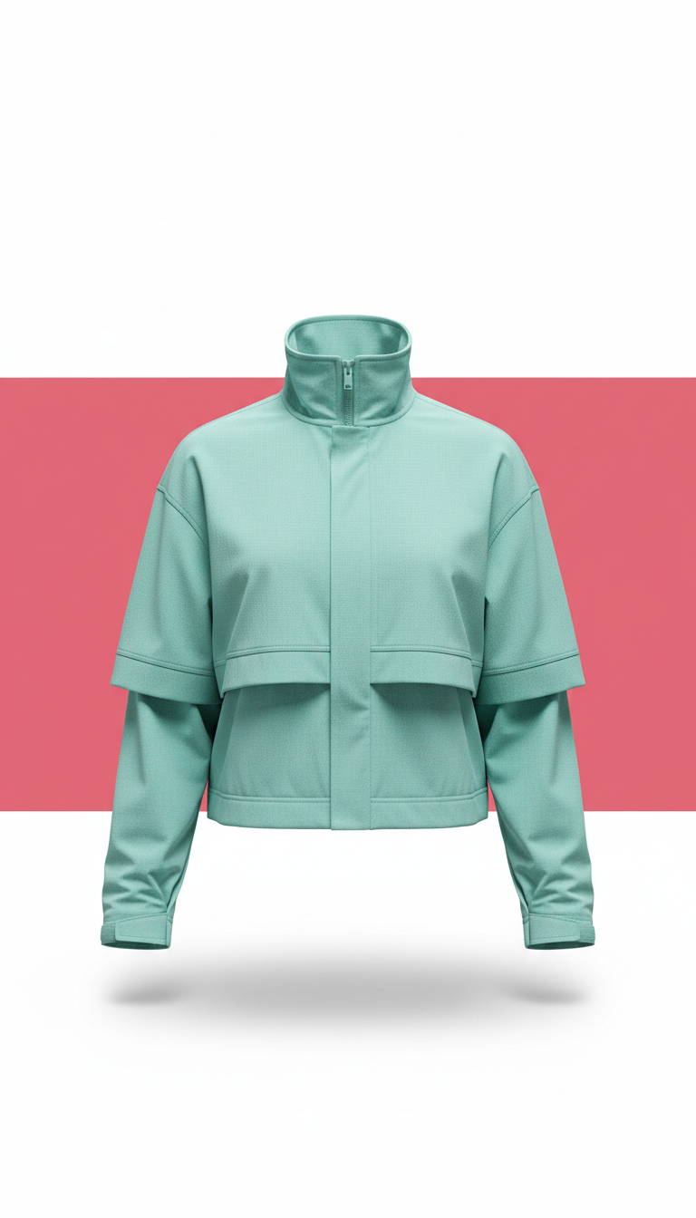 Aqua mint layered cropped jacket